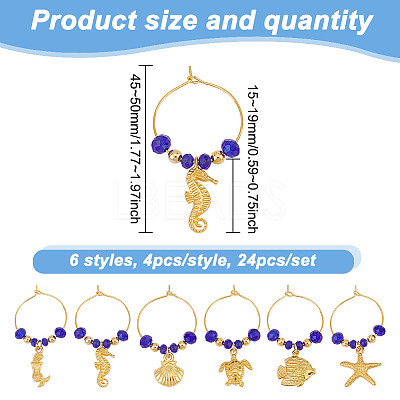 24Pcs 6 Styles Alloy Wine Glass Charms AJEW-GO00014-1