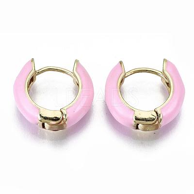 Brass Huggie Hoop Earrings EJEW-S209-01E-1