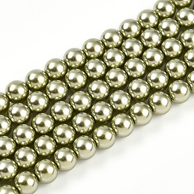 Baking Paint Pearlized Glass Pearl Bead Strands HY-N002-4mm-A07-1