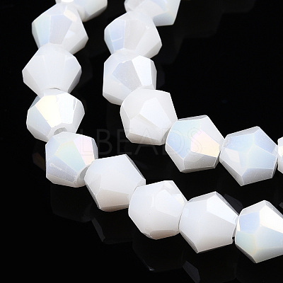 Opaque Solid Color Electroplate Glass Beads Strands EGLA-A039-P6mm-B15-1