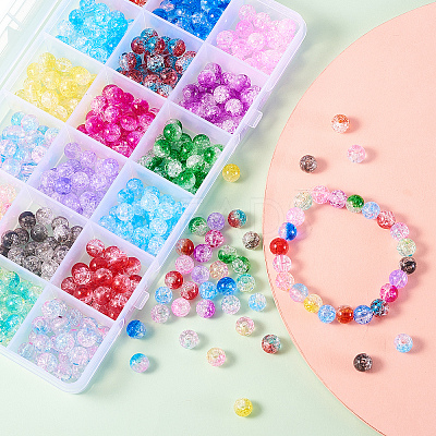 450Pcs 18 Colors Gradient Color Transparent Crackle Acrylic Beads MACR-CJ0001-15-1