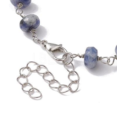 Rondelle Natural Blue Spot Jasper Links Bracelets & Necklaces Sets SJEW-JS01295-03-1