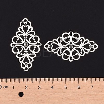 Tibetan Style Alloy Rhombus Filigree Joiners Links TIBE-5377-AS-LF-1