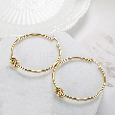 304 Stainless Steel knot Hoop Earrings EJEW-D330-01G-1