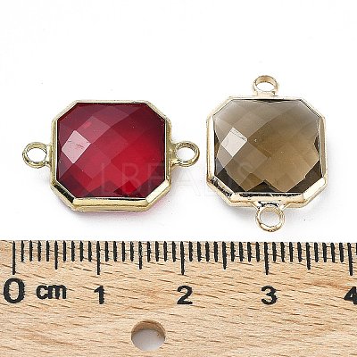 Brass Pave K9 Glass Connector Charms GGLA-Z001-07-1