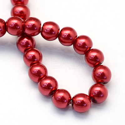 Baking Paint Pearlized Glass Pearl Round Bead Strands X-HY-Q003-6mm-51-1