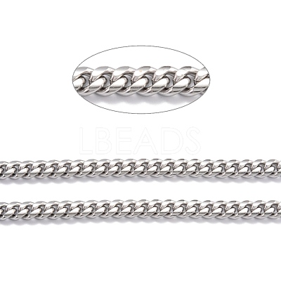 Tarnish Resistant 304 Stainless Steel Cuban Link Chain STAS-B019-02B-P-1