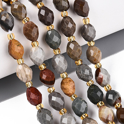 Natural Picture Jasper Beads Strands G-N342-53-8x6-09-1