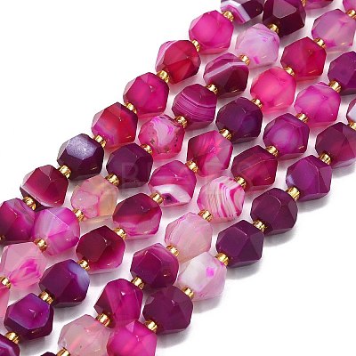 Natural Dyed & Heated Banded Agate Beads Strands G-I376-A56-01-1