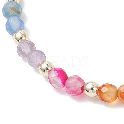 Chakra Synthetic Hematite & Natural Carnelian & Agate & Green Aventurine & Amethyst & Amazonite & Brass Beaded Bracelets for Women BJEW-JB12600-1