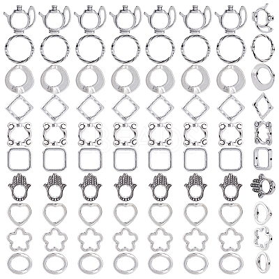 100Pcs 10 Styles Tibetan Style Alloy Bead Frames Sets TIBE-SP0001-16B-1