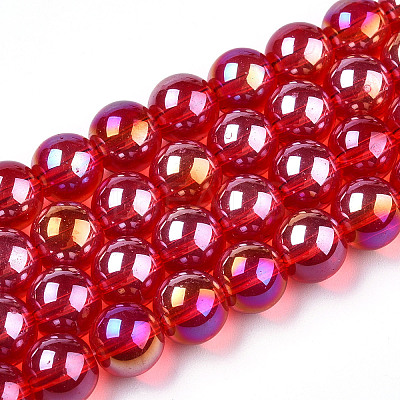Electroplate Transparent Glass Beads Strands X-GLAA-T032-T8mm-AB09-1