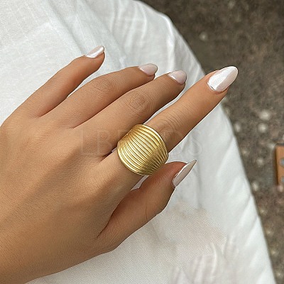 Matte Gold Alloy Adjustable Rings for Women LS-RJEW-K260-07C-1