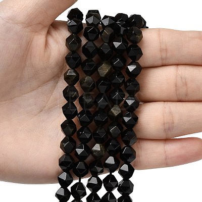 Natural Golden Sheen Obsidian Beads Strands G-Z119-A10-02-1