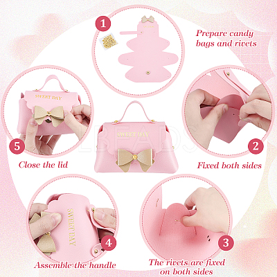 40 Bags Bowknot Handbag Shaped PU Leather Candy Gift Tote Boxes CON-WA0001-26-1