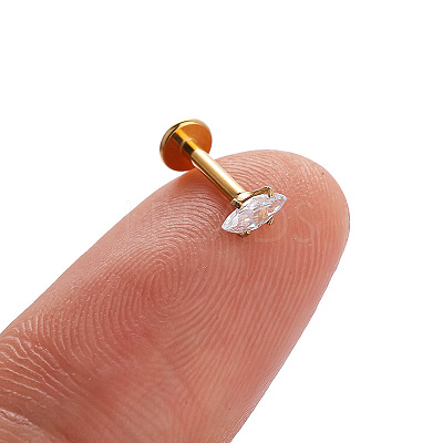 316L Stainless Steel Clear Cubic Zirconia Threadless Labret Stud WGB6B2D-06-1
