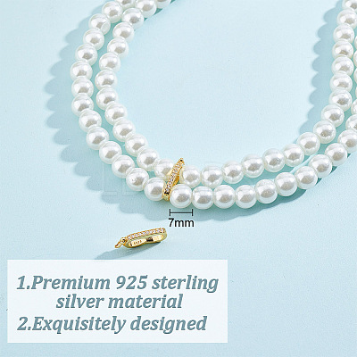 2Pcs Platinum Plated 925 Sterling Silver Rhinestone Twister Clasps FIND-GO0002-57-1