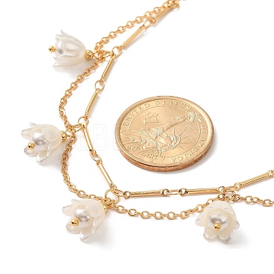 Shell Pearl & Acrylic Flower Bib Pendant Necklaces NJEW-TA00169-1