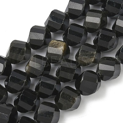 Natural Golden Sheen Obsidian Beads Strands G-C267-B18-1