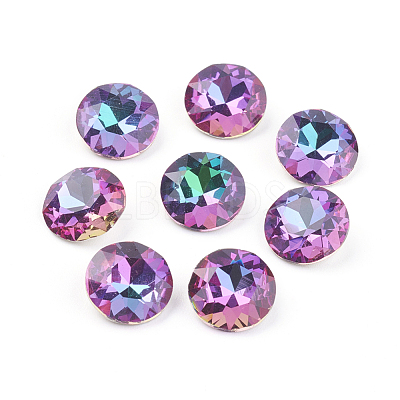 Pointed Back & Back Plated Glass Rhinestone Cabochons RGLA-J012-8mm-001HE-1