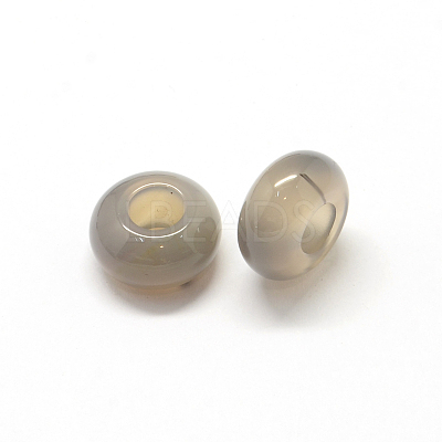 Natural Grey Agate European Large Hole Beads G-Q442-05-1