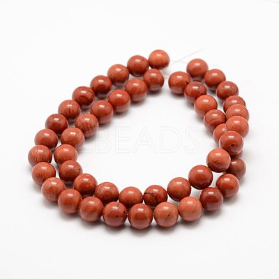 Natural Red Jasper Beads Strands X-G-E375-6mm-03-1
