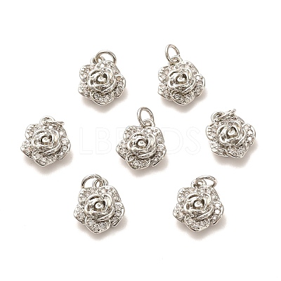 Brass Micro Pave Clear Cubic Zirconia Pendants ZIRC-P086-22P-1