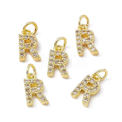 Real 18K Gold Plated Brass Micro Pave Clear Cubic Zirconia Charms KK-E068-VB452-R-1