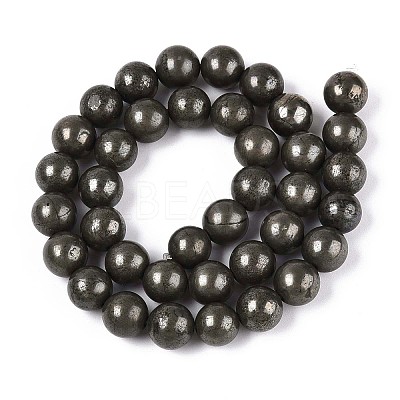 Natural Pyrite Beads Strands G-S249-01-10mm-1