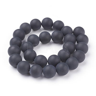 Natural Black Agate Beads Strands G-D543-14mm-1