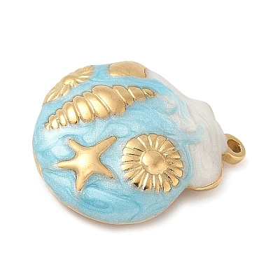 304 Stainless Steel Enamel Pendants STAS-P404-06G-1