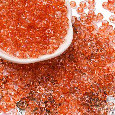 3/0 Baking Paint Transparent Colours Glass Round Beads SEED-L011-13A-13-1