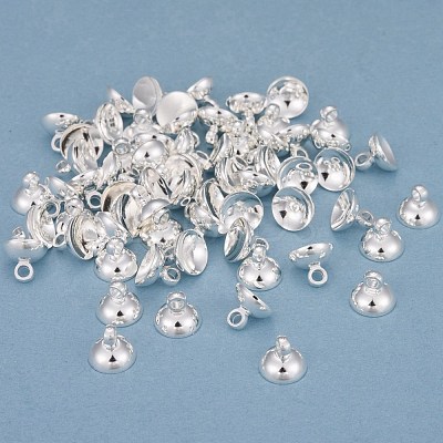 Rack Plating Brass Bead Cap Pendant Bails KK-O139-09B-S-1