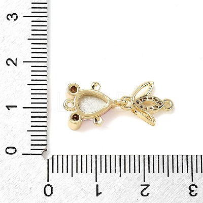 Brass Micro Pave Clear Cubic Zirconia Fish Links Connector Charms KK-K375-26G-22-1