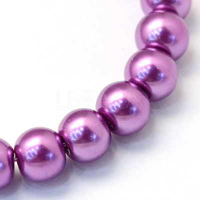 Baking Paint Pearlized Glass Pearl Round Bead Strands X-HY-Q003-10mm-16-1