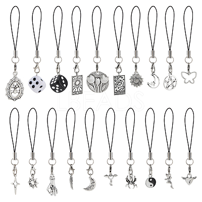 20Pcs Resin & Alloy Mobile Straps HJEW-PH02164-1