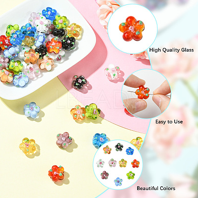 40Pcs 10 Colors Handmade Lampwork Beads LAMP-PA0001-10-1