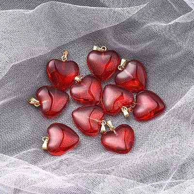 Transparent Spray Painted Glass Pendants GLAA-YW0001-98-1