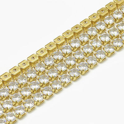 Brass Cubic Zirconia Chains CHC-N014-01-A-FF-1