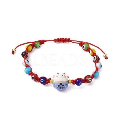 Adjustable Lanmpword Evil Eye Braided Bead Bracelet BJEW-JB11059-02-1