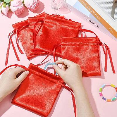 Satin Cloth Drawstring Pouches with Flower ST-CJ0048-001A-1