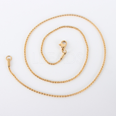 Ion Plating(IP) 304 Stainless Steel Mesh Chain Necklaces NJEW-F201-07G-1