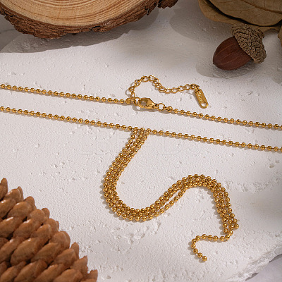 304 Stainless Steel Ball Chain Tassel Y Necklaces for Women NJEW-Z104-01G-1