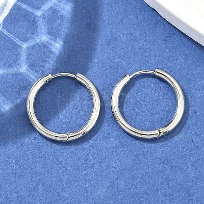 Tarnish Resistant 304 Stainless Steel Huggie Hoop Earrings LS-EJEW-F111B-21mm-P-1