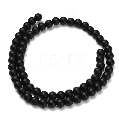 Natural Black Onyx(Dyed & Heated) Beads Strands G-Z024-01B-6mm-1