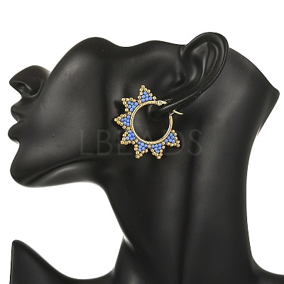Glass Beaded Hoop Earrings EJEW-MZ00750-01-1