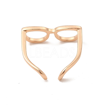 Brass Glasses Frame Open Cuff Ring for Women RJEW-F140-140KCG-1