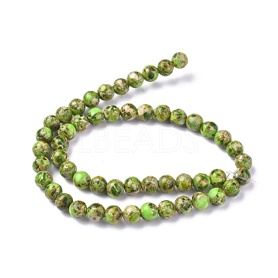 Assembled Synthetic Turquoise and Imperial Jasper Beads Strands G-D0006-C02-8mm-03-1