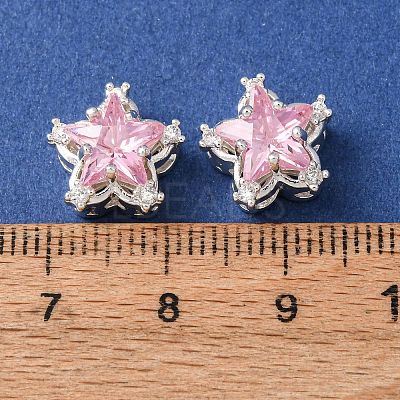 Brass Micro Pave Pink Cubic Zirconia Beads CU-CBAEC99-34S-01-1