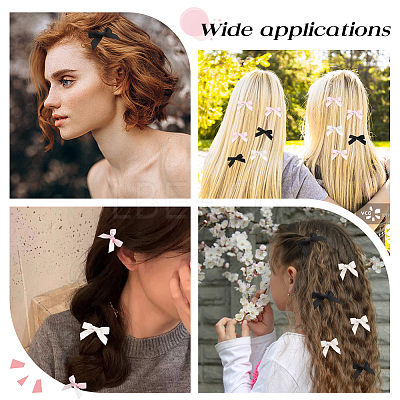 30Pcs 3 Colors Bowknot Polyester Alligator Hair Clips AJEW-CP0008-38-1